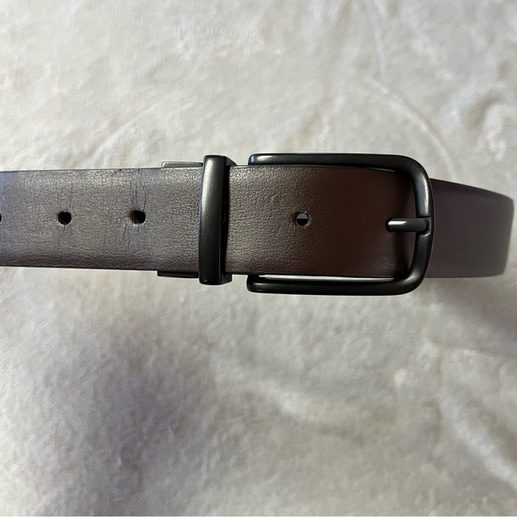 Perry Ellis Black & Brown Reversible Bonded Leather Unisex Belt - Picture 3 of 11